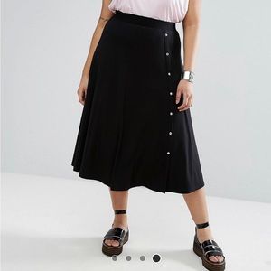 ASOS black midi skirt with rivets US22